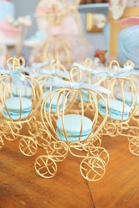 Mini Cinderella Carriages with Macarons | Cinderella Party Ideas