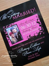 Black and Pink Wedding Save the Date Magnet