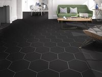 Opal Black Hexagon Porcelain Tile - 11 x 13 - 100505361 | Floor and Decor