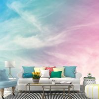 Pink Sky Painting Wall Mural Decal Moisture-Resistant Wall Covering for Living Room - Pink 197" x 118" Wall Mural