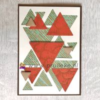 Dit is mijn inspiratiekaart voor de kleurencombinatie van september 2020. Cajun Craze, Mint Macaron, Crumb Cake en Early Espresso. Ik gebruikte voor deze kaart de Gestikte Driehoeken stansen en het Gilded Autumn Designpapier. #prulleke #stampinupnederland #stampinupdemonstratrice #stampinupdemo #kleurencombinatie #stitchedtriangledies #gildedautumndsp #gildedautumndsp