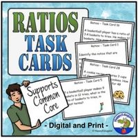 These task cards on ratios and proportions are perfect for test prep. Includes 30 task cards, answer recording sheet, and answer key. Student will enjoy this ratio and proportion math activity and will have a better understanding of how ratios are represented as fractions while preparing for state ...