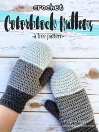 Colorblock crochet patterns are a great way to use up some of that scrap yarn in your stash without it looking like a “scrap” project. Mittens are a perfect “de-stash” or one skein crochet project. When you combine the two you get these modern Crochet Colorblock Mittens - an easy free crochet pattern with a video tutorial to get you started. Find the free crochet pattern on leftinknots.com #crochet #freecrochetpattern