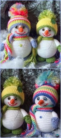 Crochet Colorful Snowman Amigurumi Free Pattern - Amigurumi Crochet Snowman Stuffies Toys Free Patterns