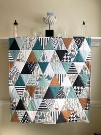 Bear Mountain Triangles Baby Quilt Handmade Woodland Baby