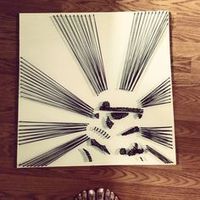 The piece of wood is 24 x 24 x 1/2 and can be customed to any color or stain. The string can be customized to any color as well. Please contact me with custom requests or modifications. - - #geek