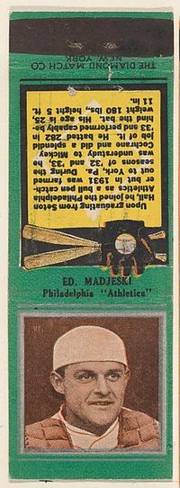 A3 Poster Reproduction of Classic Image,Overall Dimensions of this Poster are 420x297mm (16.5x11.7 inches),Fast Worldwide Shipping :Ed Madjeski Philadelphia Athletics from the Baseball Player-16x12"(A3) Poster