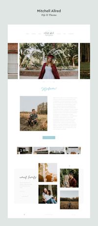 Our client @mitchellallredphotography website - http://mitchellallred.com Powered by Flothemes Fiji II Wordpress theme. Specially designed for photographers, clean and minimal website layout. Fiji II is perfect for any wedding, destination and lifestyle photographers, as well as travel, fashion or design bloggers, who want a simple yet memorable way to showcase their work.