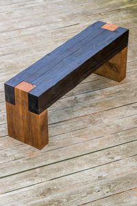 Moderne rustique shou sugi ban banc de bois pour l’intérieur Originale et entièrement fait main par mes soins à RealSimpleWood Fabriqué à partir de bois de cèdre récupéré Siège haut a shou sugi interdiction de finition (bois brûlé) pour texture unique avec finition mate clair long de 47, 18 de