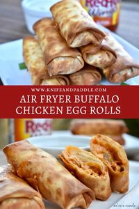 Buffalo Chicken Egg Rolls in Air Fryer • www.knifeandpaddle.com