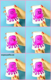 Emotion Changing Paper Cup Octopus - Easy Peasy and Fun