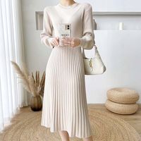 Brand Name: TFFASHION Elasticity: High Strecth Sleeve Style: Regular Fabric Type: Knitting Pattern Type: Solid Fit Type: LOOSE Silhouette: Fit and Flare Neckline: O-Neck Decoration: NONE Style: Casual Dresses Length: Mid-Calf Material: Polyester,Viscose Age: Ages 25-35 Years Old Origin: Mainland China CN: Guangdong Closure Type: Pullover Type: Regular Material Composition: Synthetic fiber Waistline: em