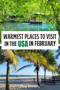 The ultimate list for warm destinations in the USA rolls from hottest to coolest places for a fun and memorable trip in February. Hot places | Winter Travel | Weekend Getaways | Bucket Lists | Places to | Vacation