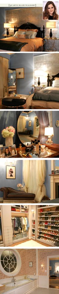 Blair Waldorf's bedroom from Gossip Girl - I need this from soo many bedrooms out of TV shows. I am always wishing for a full view of these rooms.