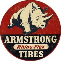 Armstrong Rhino-Flex Tires Metal SignNew reproduction of original vintage sign.Eyelets for mounting. Recommended for indoor use only.18 gauge Aluminum.Dimensions: 14"Note: Many of our metal signs are made to order. Please allow one week for shipping.