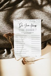 SILVER CONFETTI Bridal Shower Game Do You Know the Bride | Etsy UK