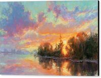 Sunset Canvas Print featuring the painting Sunset Reflections by Becky Joy
