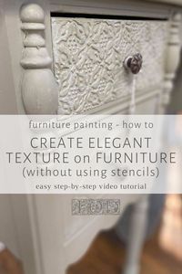If you love painted furniture or want to makeover a thrift store dresser, but you don't want to spend hours sanding try this stamp impressed technique using IOD Stamps and powdered putty. Perfect for covering up damaged wood veneer or hiding dents and dings on an old desk and vanity - learn with this step-by-step video tutorial.