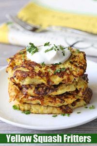 Delicious yellow squash fritters make a great alternative to hash browns. They are wonderfully crispy!