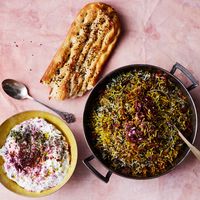 Herb Rice with Green Garlic, Saffron, and Crispy Shallots Recipe | Bon Appétit