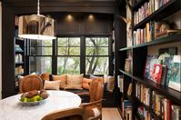 Window seat is a great addition for the cozy reading room and dining space combo - Decoist