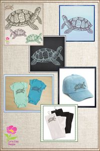 Turtle Sketch Machine Embroidery Design, Sea Turtle Embroidery, Sea life Design, Audubon Animals, Redwork Line Art Design, 4 Sizes (0502B) Find this and many other designs at Carrieellendesigns.etsy.com and at carrieellendesigns.com