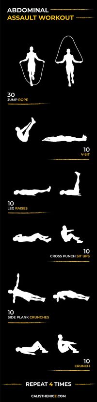 The abdominal assault ab workout: Try out this awesome beginner ab workout. Get ready to blast your abs and get those six-pack abs! calisthenics workouts, ab workouts, ab beginner workouts, bodyweight ab workout, fitness workout, fat loss workout, six pack workout #calisthenics #abs #workout