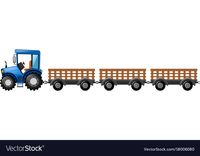 Blue tractor with three wagons Royalty Free Vector Image