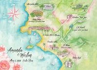 A custom wedding map is a perfect way to say NO to a boring wedding and saying a BIG YES to a wedding (or any event, really), that is fun, creative, and full of personality. CLICK ZOOM TO VIEW DETAILS ON THE MAP :)My watercolor wedding maps are just the perfect way to personalize your wedding with a unique and artistic touch. In a wedding map, you can feature the location of your wedding, the wedding ceremony venue, the reception venue, local landmarks, or your favorite spots (think first kiss,