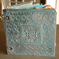 Free worshop w/ video download - Recycled Pages by Donna Downey TRY WITH FIMO AND EMBOSS. FOLDER OR STAMP WITH PC. OF FOAM OR-FIMO AND LOTS OF 'INCHIES' W. VERY NARROW SPACE INBETWEEN(MAYBE STAMP WITH DIFF. COLOURS OF FIMO THEN PLACE ON BLACK,CREAM,ETC. PC. COVER