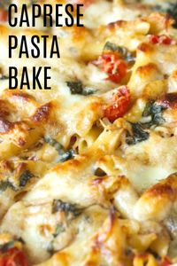 Easy Caprese Pasta Bake | Six Sisters' Stuff This Easy Caprese Pasta Bake is the perfect dish for all your pasta lovers. If you love anything Caprese, you are going to LOVE this recipe. It's so cheesy and creamy with the perfect amount of texture. This recipe is always a hit at family dinner. #pastabake #caprese