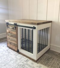 LOVE my new fur baby's crate! I built this for my new little guy and love it so much. You can find the free plans and tutorial as well as links to all the hardware on our site!