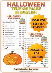 Halloween True or False Quiz in English. Teacher Resources - #ESL