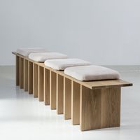 Valerie Goodman Gallery | Long Bench in Oak with Cushions