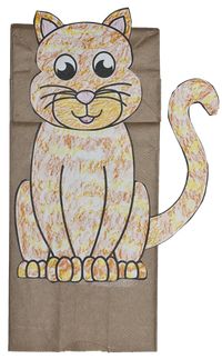 Free pdf pattern download to make a cat paper bag puppet