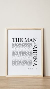 The Man in the Arena Theodore Roosevelt Quote Daring Greatly - Etsy Canada