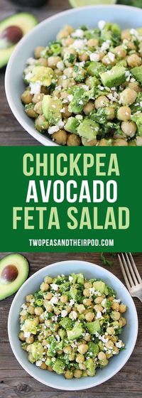 Chickpea Avocado Feta Salad-this healthy salad only takes 10 minutes to make and it's vegetarian and gluten-free! Great for easy lunches or dinner! #chickpea #salad #vegetarian #glutenfree