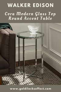 Ideal for a modern look. Choose a shiny glass side table to complement your lounge suite or bedroom décor. Dimensions: 24” H x 16” D x 16” L, Base: 15.75” W x 15.75” L Tempered safety glass top surface supports up to 50 Ibs. #modern #accenttable