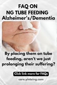 Doctors in hospitals in Thailand would place a patient on tube feeding once they cannot swallow be it due to stroke, motor neuron or Alzeimer's/dementia and they provide support and teach caregivers. From experience, I do NOT find it is prolonging suffering. I placed my mom who have end stage Alzheimer's on tube feeding since June 2021. To view more pins like this, please visit my profile, go to Saved> My Mom's Illness Journey (board)> Alzheimer's/Dementia and Nasogastric Tube Feeding (section)
