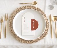 PRINTING SERVICES are available ONLY in the US! These arch-shaped menus and name cards are modern trend-setting event decor for your wedding or special event that will impress your guests. We believe that all the little details make a big difference! INCLUDED 1. Dinner Menu Card Arch Shaped 4 x 8 inches 2. Name Place Card Arch Shaped 4 x 2.5 inches PRICES in US$ * MENU & NAME CARD x 50 * $13 per set * $650 x 75 * $10 per set * $750 x 100 * $8 per set * $800 x 125 * $7 per set * $875 x 150 *