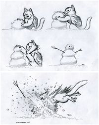 Owl Griffin Snow Play by RobtheDoodler