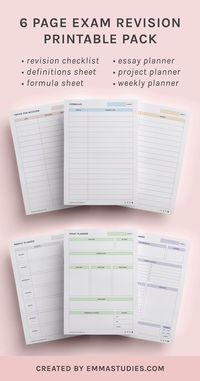 emma's studyblr — Exam revision printable pack Exams are one of the...