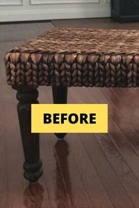 Check out this before and after entryway bench makeover idea. This quick and cheap bench upcycle is a great way to decorate on a budget. Get inspired by this painted furniture flip idea. #hometalk