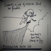 Day 30 - JOLT #Inktober2018 by elinap - Go to www.elinap.me/b-w-miracledoodles for more