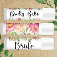 These pretty pink peony Bride's Babe lip balms are perfect for tucking into bridesmaid gifts, bridal shower goodie bags, or to use as bachelorette party favors.