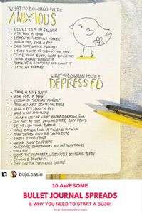 Mental Health Bullet Journal Spread. Do you love Bullet Journals? This post has 10 awesome bullet journal spreads for you to copy + a free printable bullet journal weekly layout on dot paper. #bujo #bulletjournal #printable #freeprintable #planner