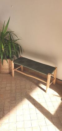 Moroccan Bench in Solid Wood Braided in Thread 98cm or 75cm - Etsy