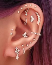 Trinity Tragus Stud Gold Tiny Cartilage Piercing Helix - Etsy