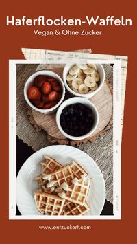 Nur 3 Zutaten nötig❗️ 🧇 Haferflocken Waffeln – einfach vegan backen mit nur 3 Zutaten. Bananen, Haferflocken und Pflanzenmilch. Schon hast Du köstliche Hafer-Waffeln für die ganze Familie. Diese Waffeln ohne Zucker kannst Du ab Beginn der Beikost auch Babys anbieten. Kinder lieben Haferflocken-Waffeln ohne Ei, Milch und Zucker. Sie sind natürlich süß, einfach zubereitet und echt lecker. So macht gesund essen Spaß! #gesund #abnehmen #breifrei #baby #kinder #vegan #dessert #zuckerfrei #snack
