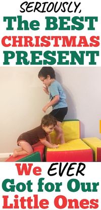 BEST gift idea for toddlers! Christmas gifts for toddlers and their siblings (from babies to preschoolers!) This is a NO-FAIL gift they will LOVE! Indoor play for active toddlers, this non-toy gift is an awesome Christmas present for toddlers and young kids. It's my little one's FAVORITE play set!